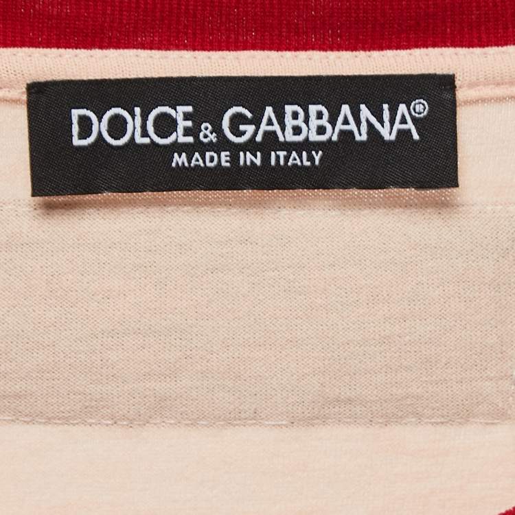Pre Owned Dolce & Gabbana Light Orange Logo Print Cotton Short Sleeve T-Shirt S  