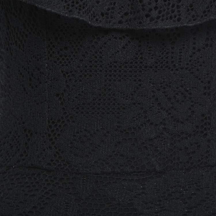 Pre Owned Dolce & Gabbana Black Knit Ruched Frill Midi Dress S