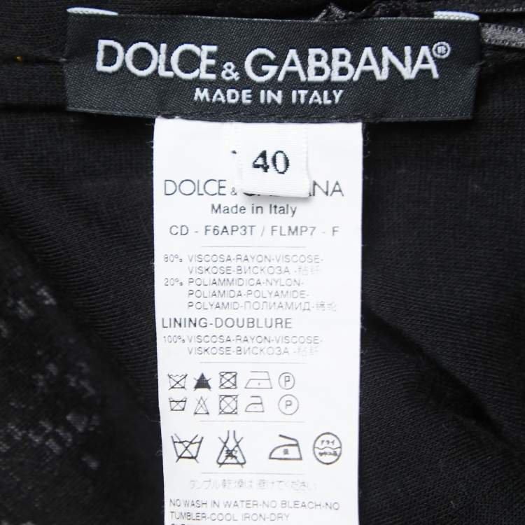 Pre Owned Dolce & Gabbana Black Knit Ruched Frill Midi Dress S
