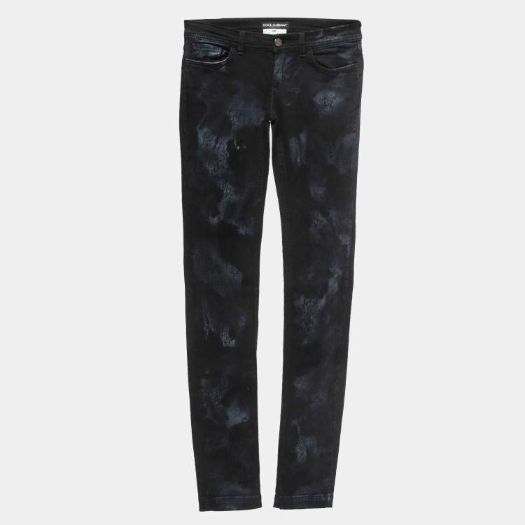 Pre Owned Dolce & Gabbana Navy Blue Washed Denim Jeans XS Waist 26"
