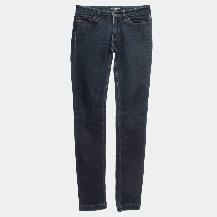 Pre Owned Dolce & Gabbana Navy Blue Denim Cute Jeans S Waist 26"