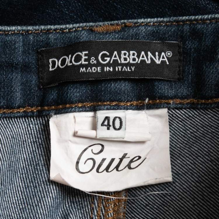 Pre Owned Dolce & Gabbana Navy Blue Denim Cute Jeans S Waist 26"