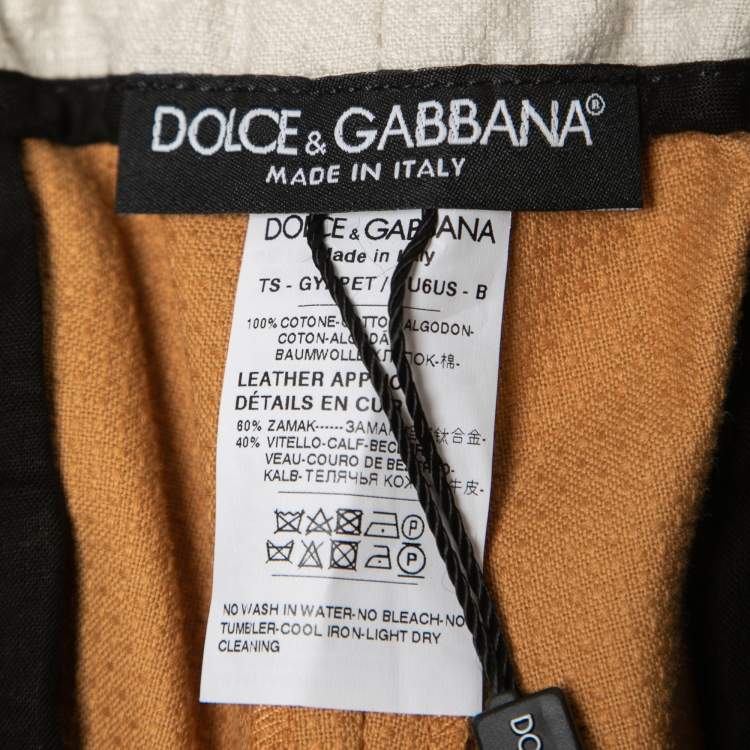 Pre Owned Dolce & Gabbana Orange Cotton Drawstring Capri Pants L