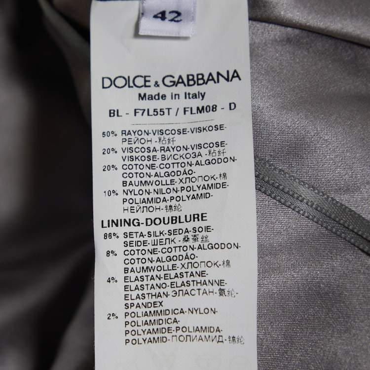 Pre Owned Dolce & Gabbana Grey Floral Corded Lace Three Quarter Sleeve Top M 