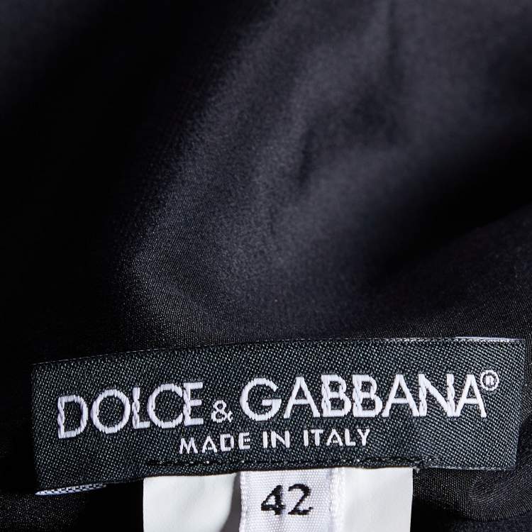 Pre Owned Dolce & Gabbana Black Acacia Printed Silk Top M