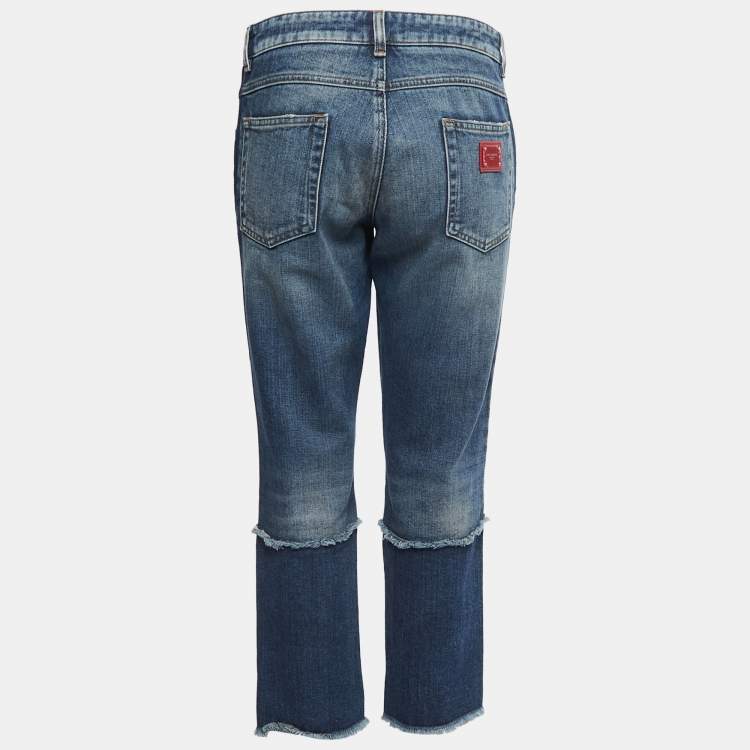 Pre Owned Dolce & Gabbana Blue Washed & Ripped Denim Jeans S Waist 30"