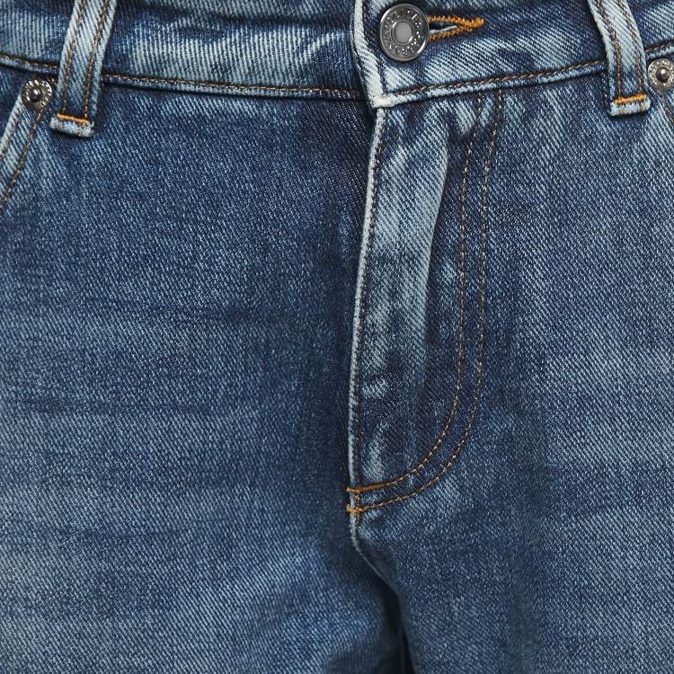 Pre Owned Dolce & Gabbana Blue Washed & Ripped Denim Jeans S Waist 30"