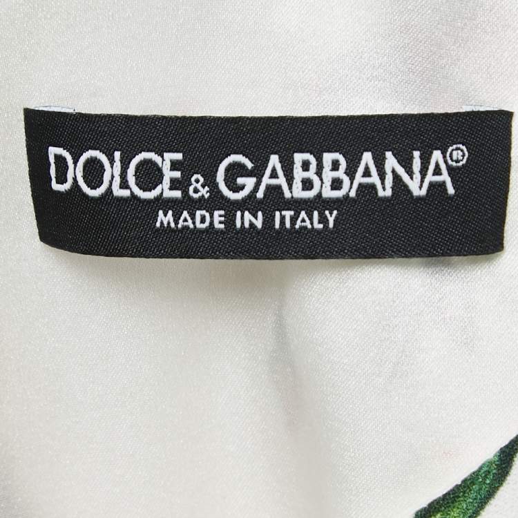 Pre Owned Dolce & Gabbana White China Plate Printed Crepe Sheath Midi Dress M