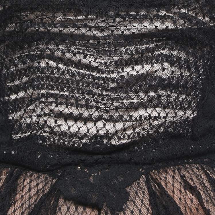 Pre Owned Dolce & Gabbana Black Tulle & Mesh Strapless Corset Dress S