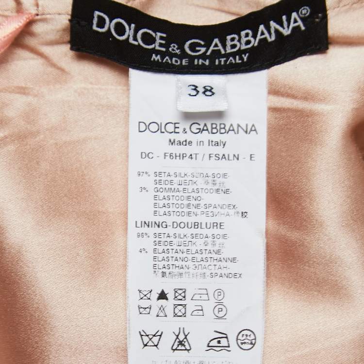 Pre Owned Dolce & Gabbana Pink Floral Printed Silk Ruched Maxi Dress S