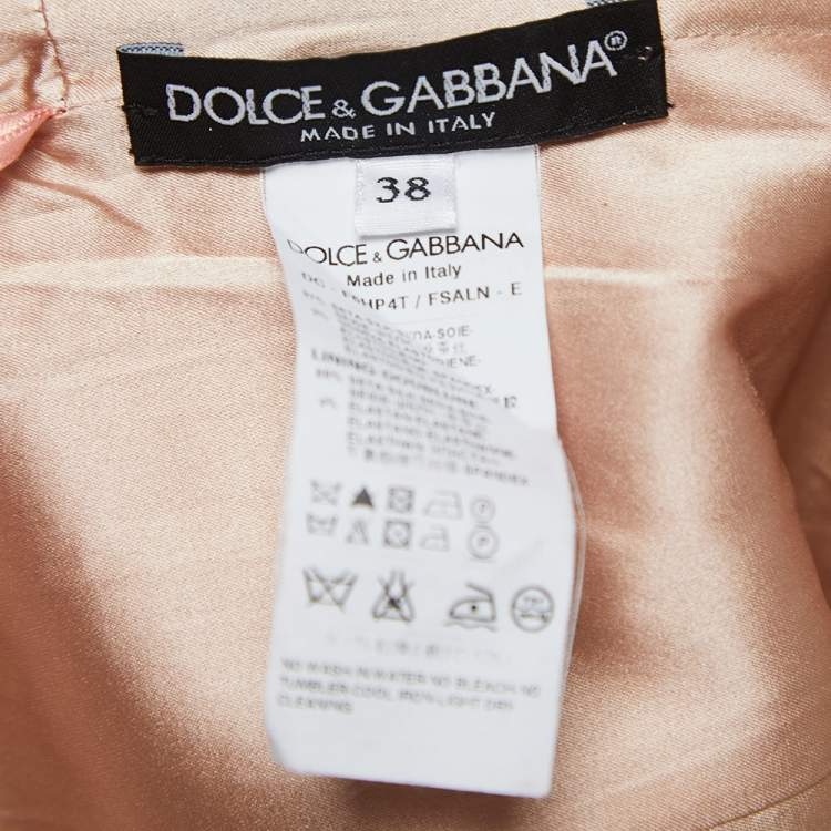 Pre Owned Dolce & Gabbana Pink Floral Printed Silk Ruched Maxi Dress S