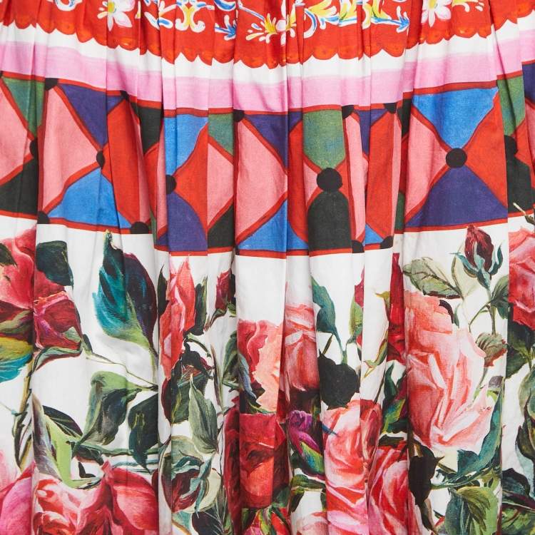 Pre Owned Dolce & Gabbana Multicolor Mambo Print Cotton Flared Skirt M