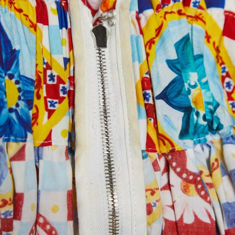 Pre Owned Dolce & Gabbana Multicolor Mambo Print Cotton Flared Skirt M