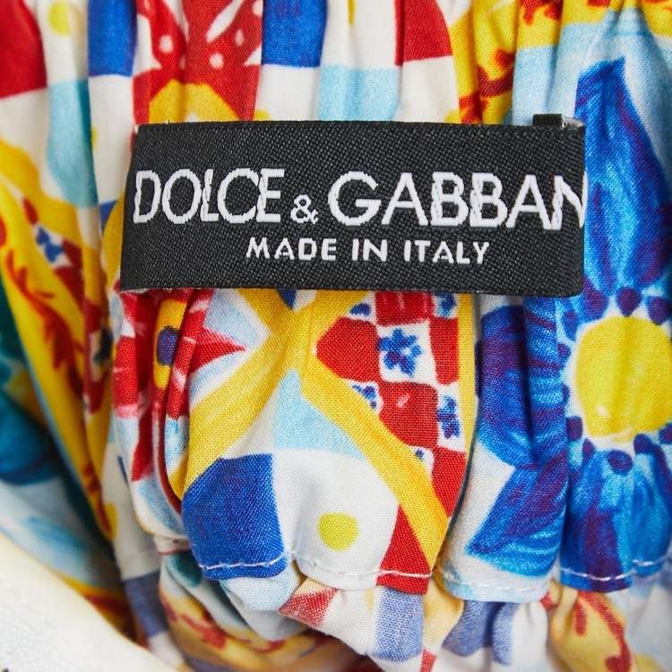 Pre Owned Dolce & Gabbana Multicolor Mambo Print Cotton Flared Skirt M