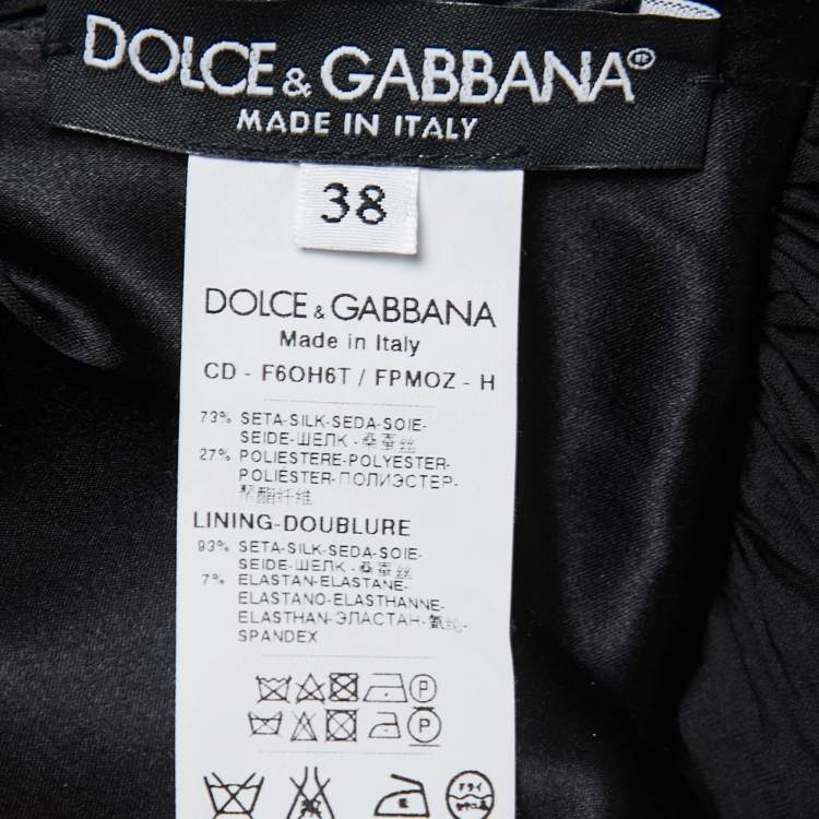 مملوكة مسبقًا Dolce & Gabbana Black Floral & Key Printed Silk Maxi Dress S
