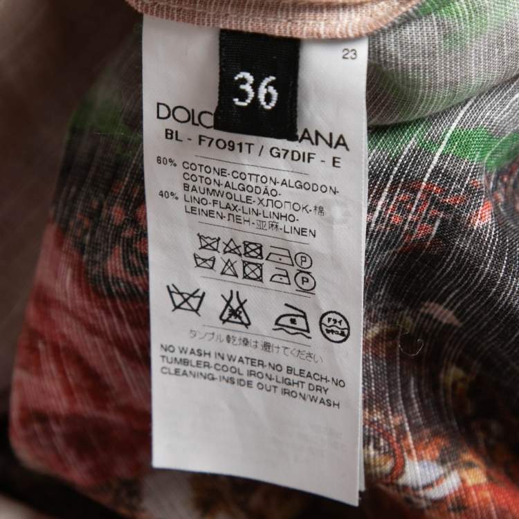 Pre Owned Dolce & Gabbana Multicolor Bull Rider Printed Cotton & Linen T-Shirt XS