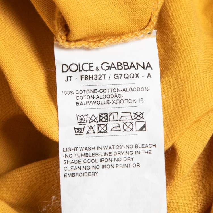 Pre Owned Dolce & Gabbana Yellow/Pink Cotton Printed T-Shirt S