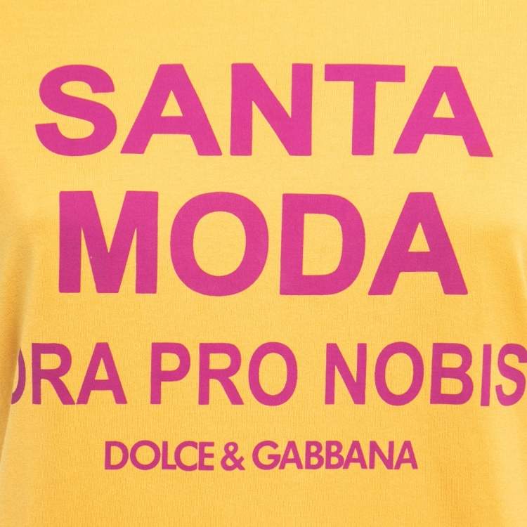 Pre Owned Dolce & Gabbana Yellow/Pink Cotton Printed T-Shirt S