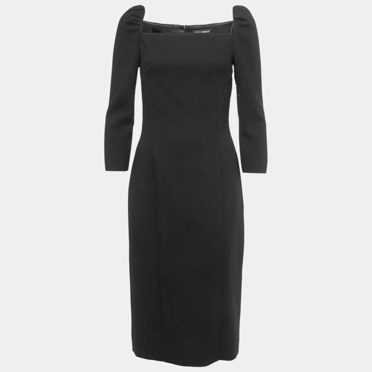 مملوكة مسبقًا Dolce & Gabbana Black Wool Midi Dress S