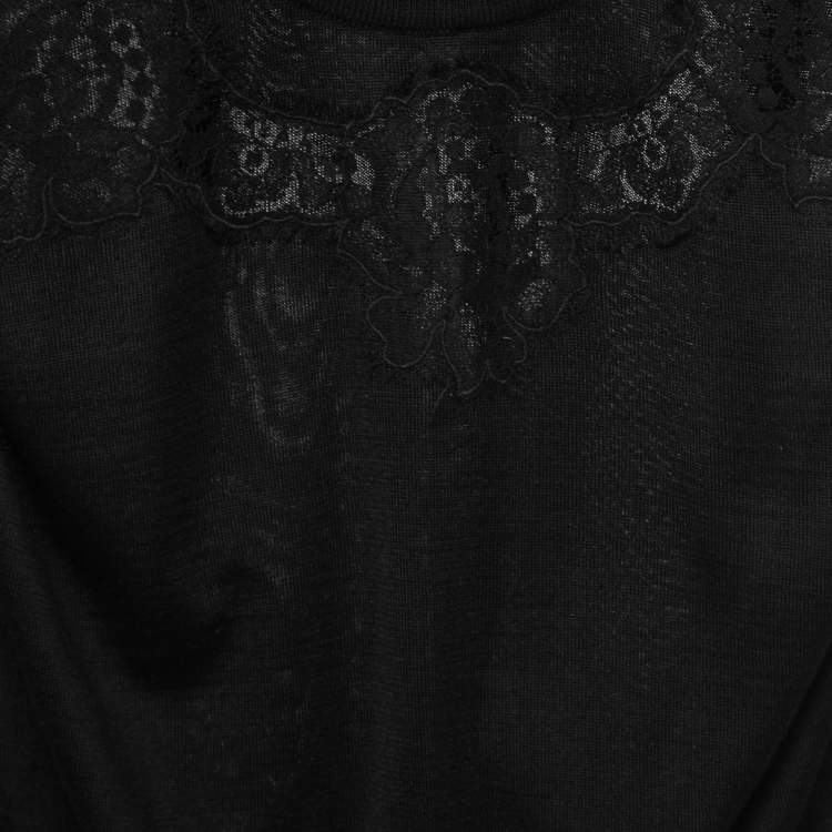 مملوكة مسبقًا Dolce & Gabbana Black Lace Detail Knit Top M