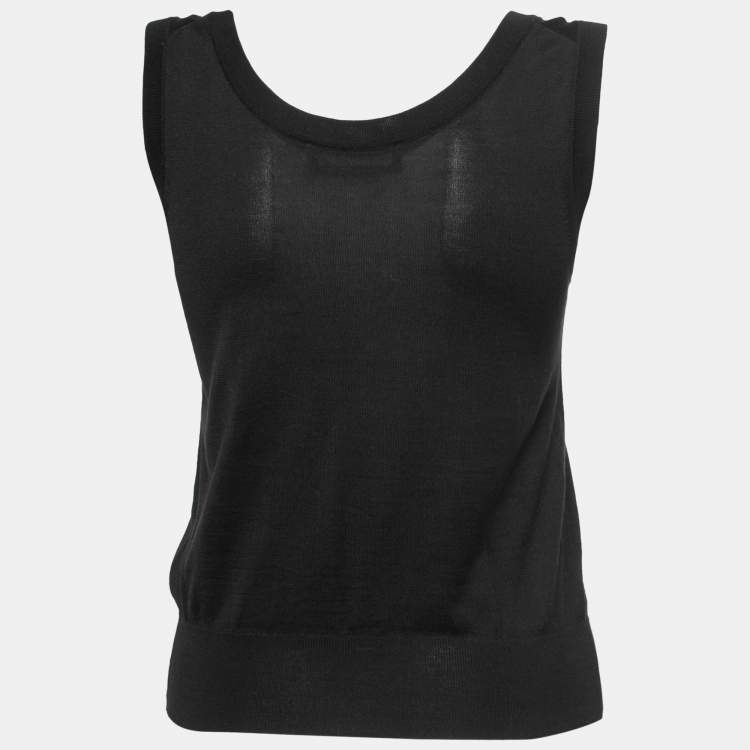 مملوكة مسبقًا Dolce & Gabbana Black Lace Detail Knit Top M