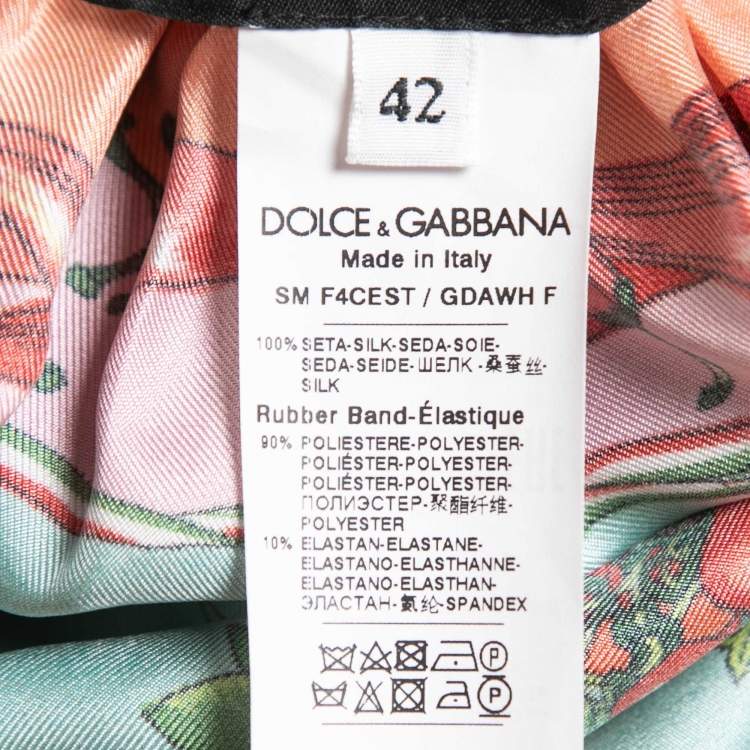 Pre Owned Dolce & Gabbana Multicolor Paneled Printed Silk Mini Skirt M
