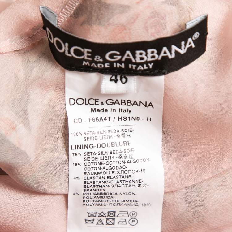 Pre Owned Dolce & Gabbana Pink Bengal Cat Floral Printed Chiffon Midi Dress L