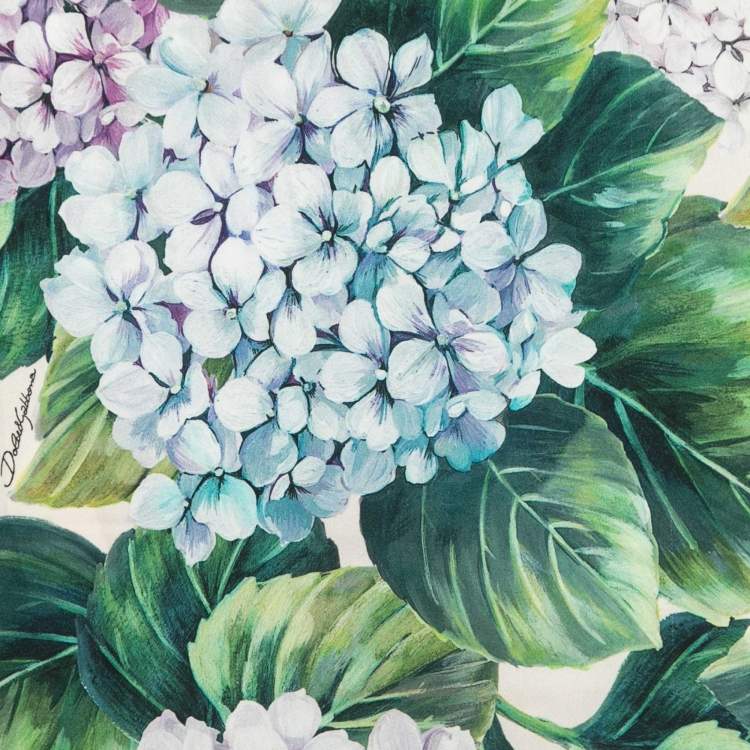 Pre Owned Dolce & Gabbana Green Hydrangea Printed Silk Pencil Skirt L