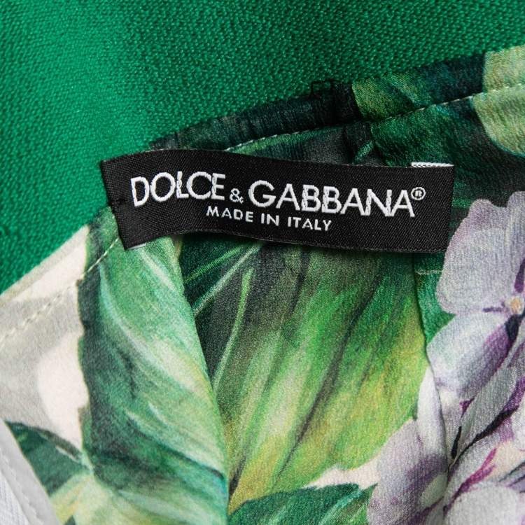 Pre Owned Dolce & Gabbana Green Hydrangea Printed Silk Pencil Skirt L