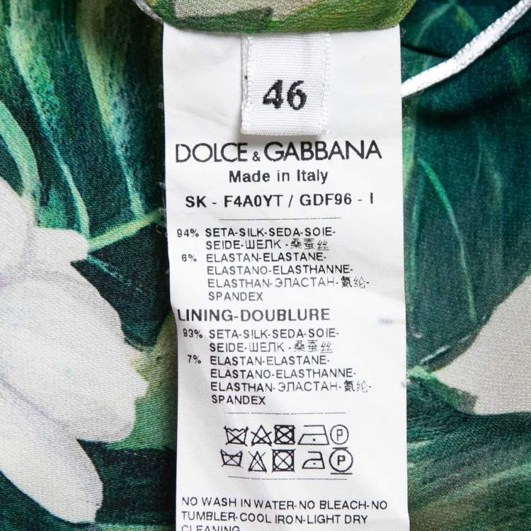 Pre Owned Dolce & Gabbana Green Hydrangea Printed Silk Pencil Skirt L