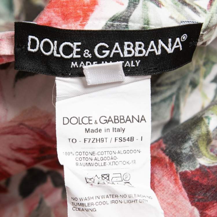 مملوكة مسبقًا Dolce & Gabbana Red Rose Printed Cotton Ruffled Off Shoulder Top S