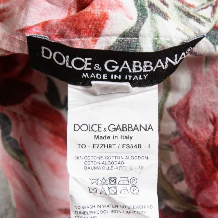 مملوكة مسبقًا Dolce & Gabbana Red Rose Printed Cotton Ruffled Off Shoulder Top S