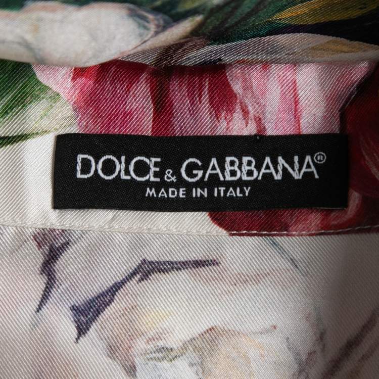 Pre Owned Dolce & Gabbana Multicolor Floral Printed Silk Pajama Top M
