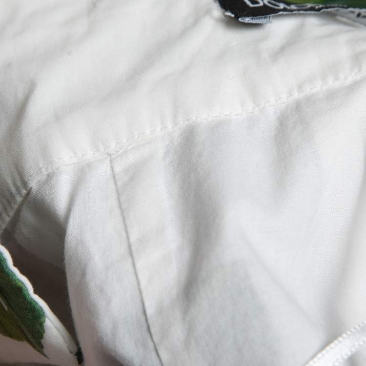 Pre Owned Dolce & Gabbana White Floral Print Cotton Maxi Skirt M