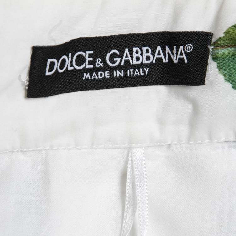 Pre Owned Dolce & Gabbana White Floral Print Cotton Maxi Skirt M