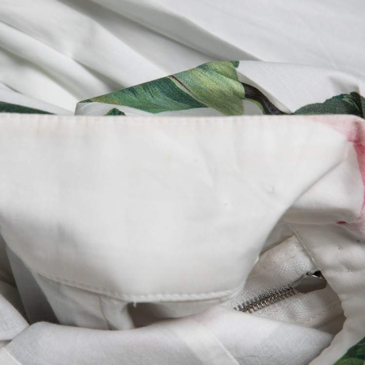 Pre Owned Dolce & Gabbana White Floral Print Cotton Maxi Skirt M