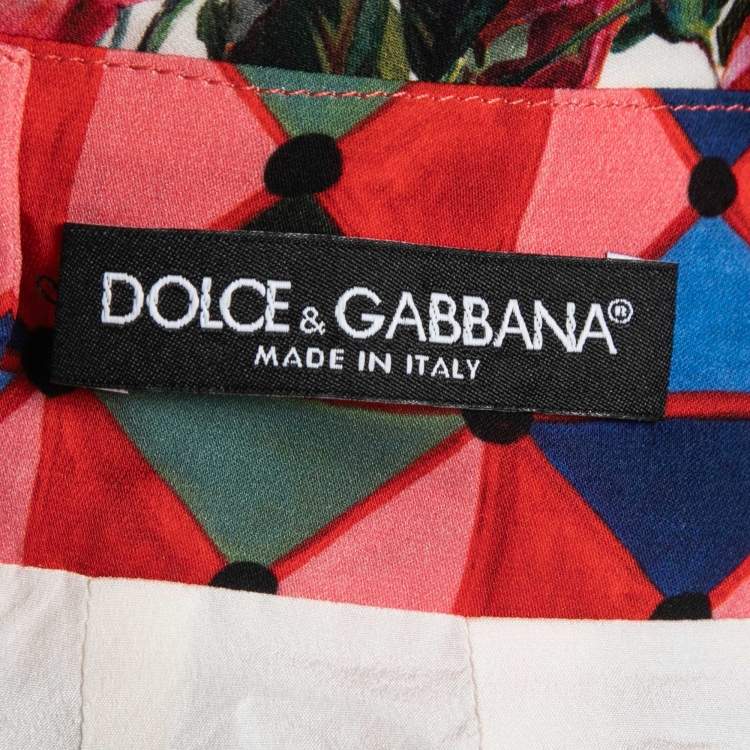 Pre Owned Dolce & Gabbana Multicolor Mambo Print Silk Flounce Midi Skirt S