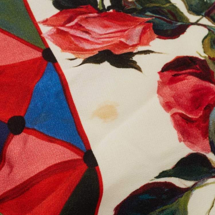 Pre Owned Dolce & Gabbana Multicolor Mambo Print Silk Flounce Midi Skirt S