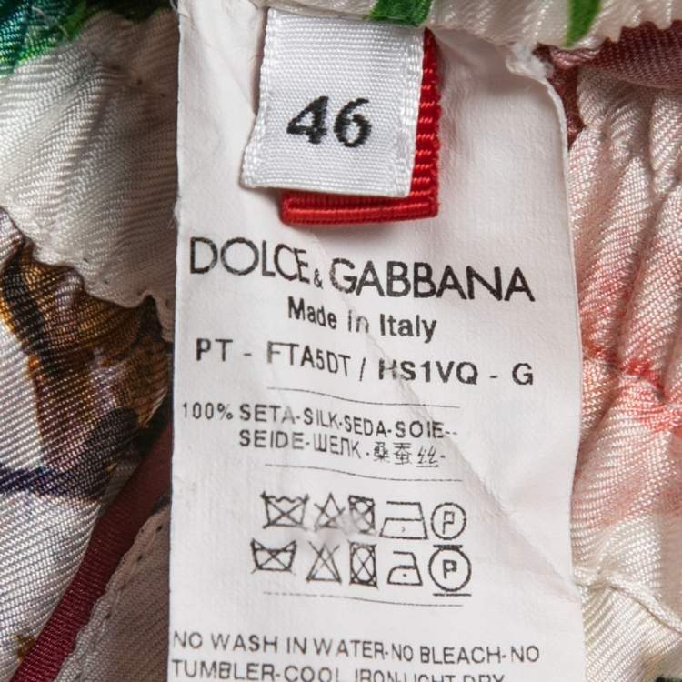 Pre Owned Dolce & Gabbana Multicolor Floral Printed Silk Trousers L