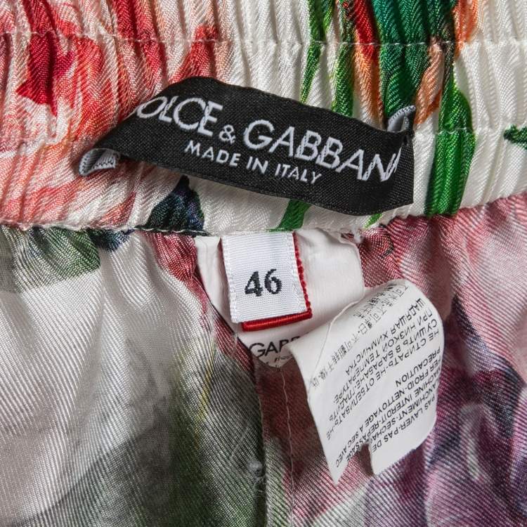Pre Owned Dolce & Gabbana Multicolor Floral Printed Silk Trousers L