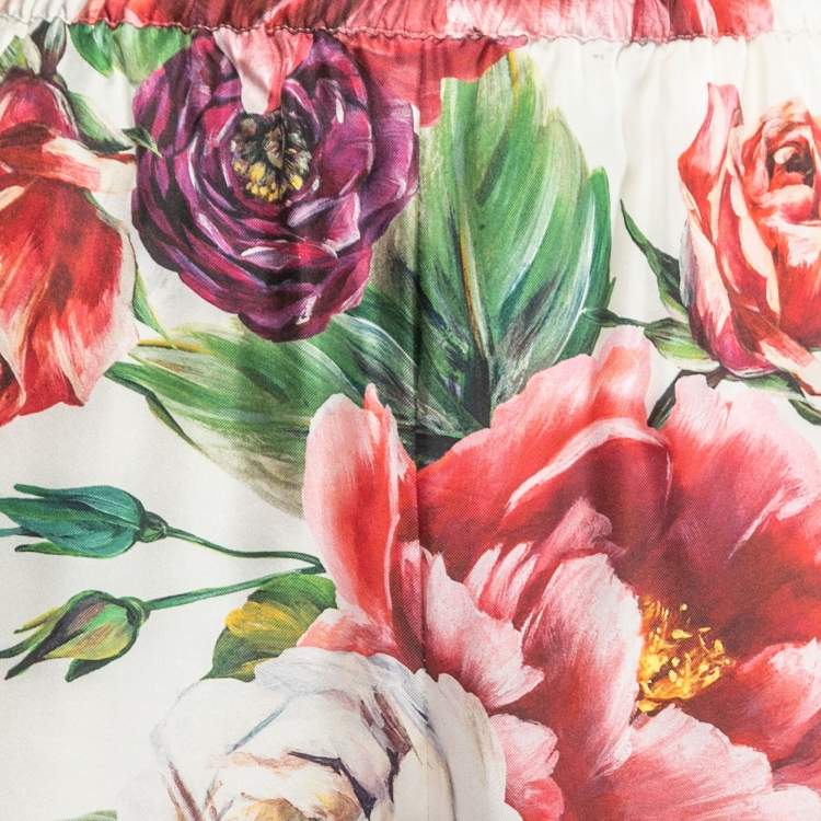Pre Owned Dolce & Gabbana Multicolor Floral Printed Silk Trousers L