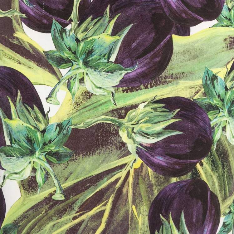 Pre Owned Dolce & Gabbana Purple/Green Eggplant Printed Crepe Midi Skirt M