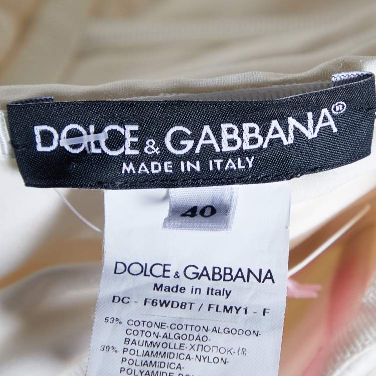 Pre Owned Dolce & Gabbana White Lace Ruched Trail Wedding Gown S
