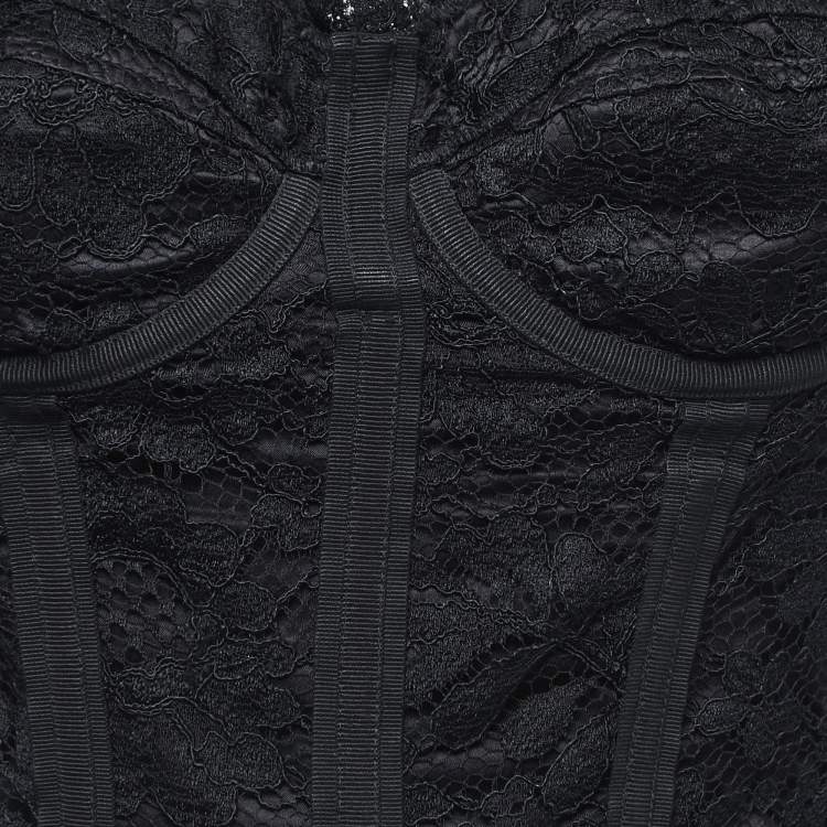 Pre Owned Dolce & Gabbana Black Lace Bustier Top M