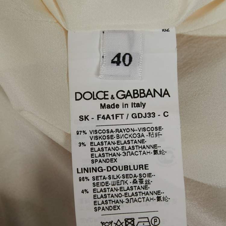 Pre Owned Dolce & Gabbana White Floral Printed Crepe Pencil Skirt S