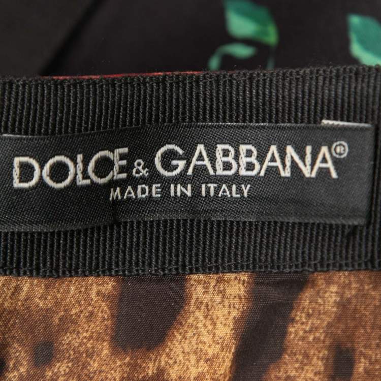 Pre Owned Dolce & Gabbana Black Floral Printed Stretch Satin Midi Dress S