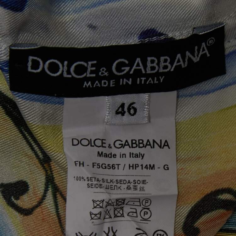 Pre Owned Dolce & Gabbana Multicolor Majolica Printed Silk Shirt L