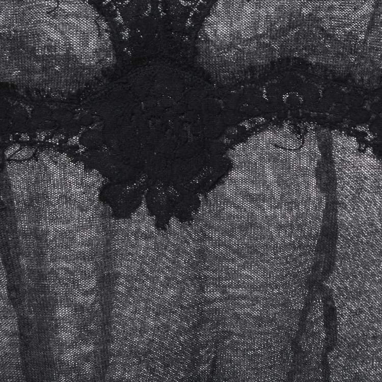 مملوكة مسبقًا Dolce & Gabbana Charcoal Grey Wool Knit & Lace Tank Top S
