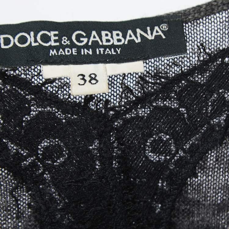 مملوكة مسبقًا Dolce & Gabbana Charcoal Grey Wool Knit & Lace Tank Top S