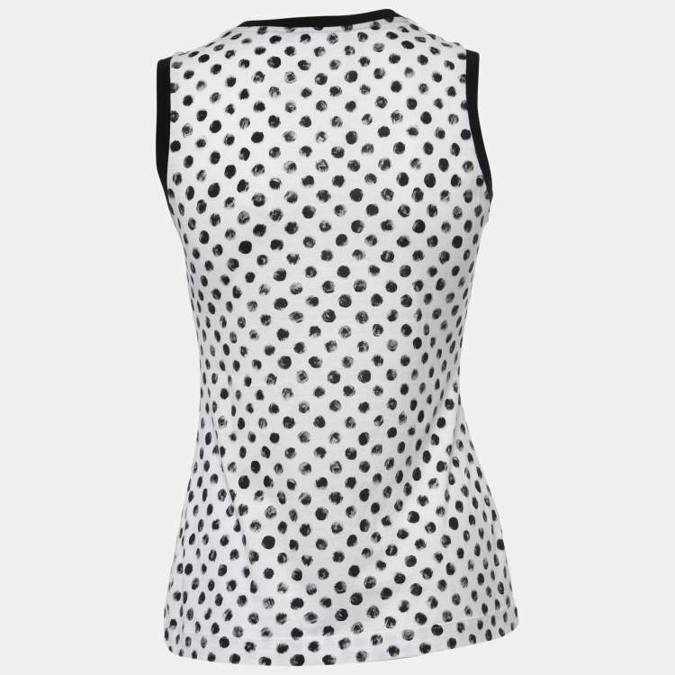 Pre Owned Dolce & Gabbana White Polka Dot Print Cotton Tank Top S